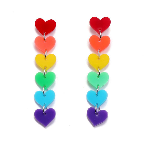 Rainbow Hearts Earrings