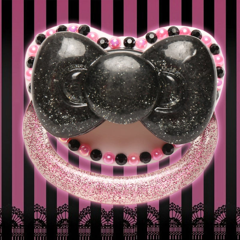 Black and Pink Bow Adult Pacifier