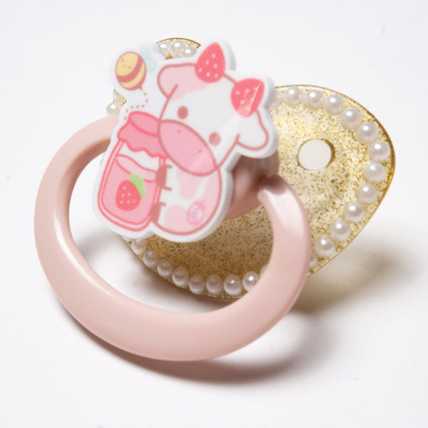 Strawberry Milk Cow Adult Pacifier