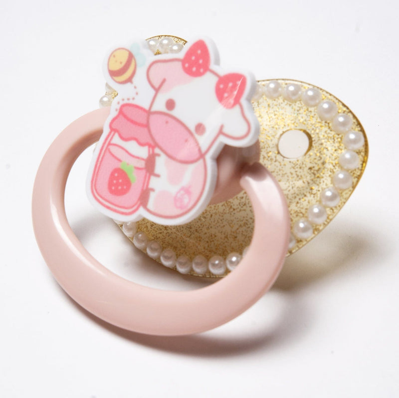 Strawberry Milk Cow Adult Pacifier