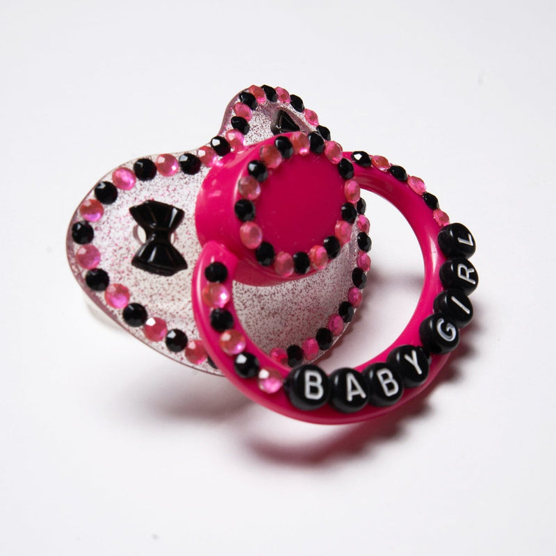 Baby Girl Pink and Black Adult Pacifier – Peach Collective