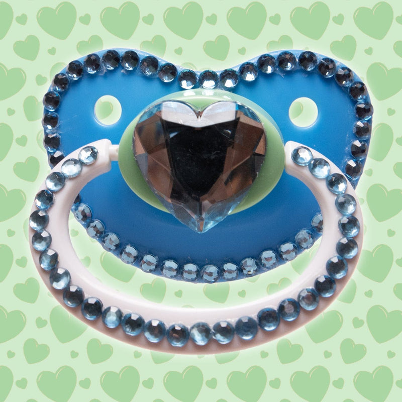 Blue Jewel Heart Adult Pacifier – Peach Collective