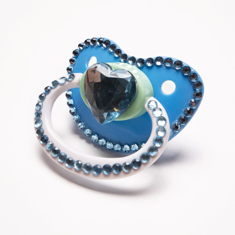 Blue Jewel Heart Adult Pacifier – Peach Collective
