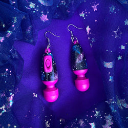 Hand Painted Galaxy Vibrator Earrings