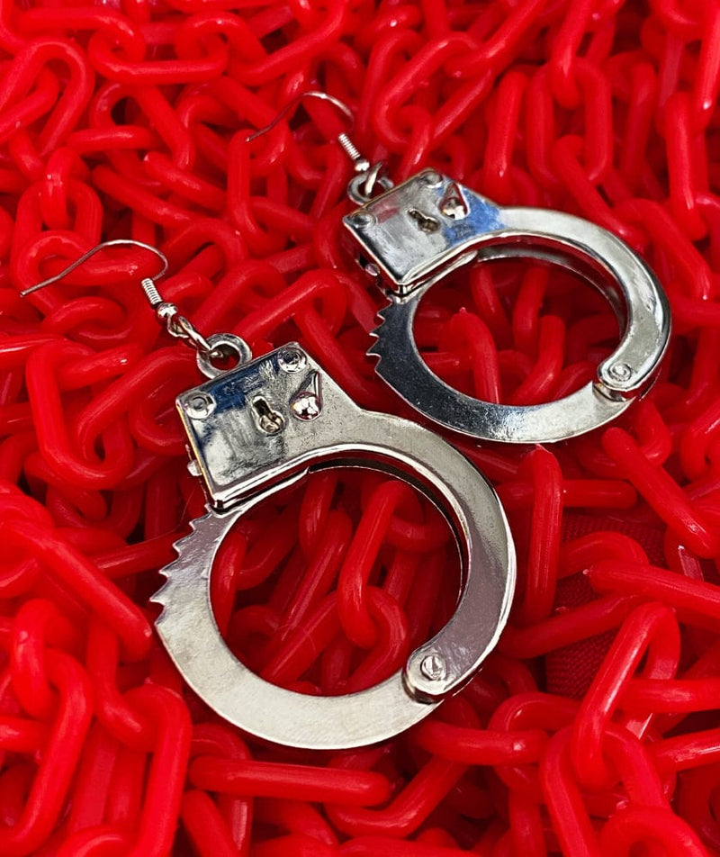 Silver Metal Handcuff Earrings