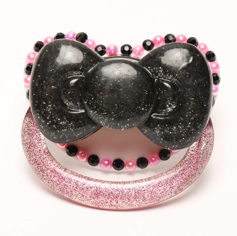 Black and Pink Bow Adult Pacifier