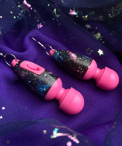 Hand Painted Galaxy Vibrator Earrings