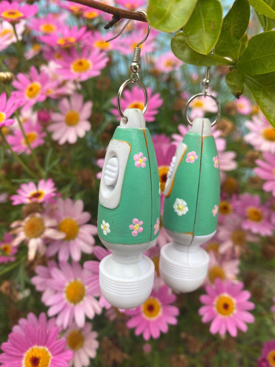 Hand Painted Floral Vibrator Earrings  Peach Collective