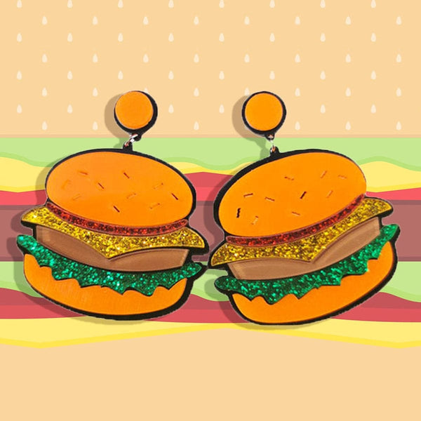 Glitter Burger Earrings