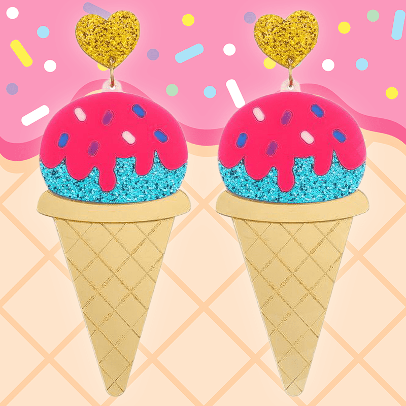 Berry Ice Cream Cone Earrings