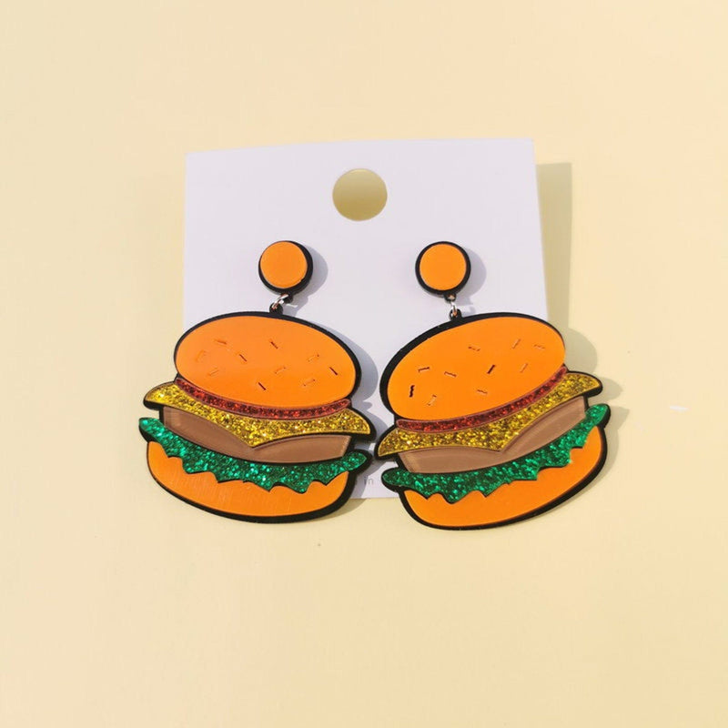 Glitter Burger Earrings