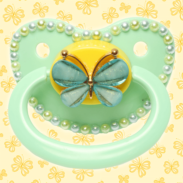 Mint & Yellow Butterfly Adult Pacifier – Peach Collective