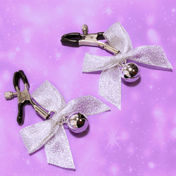 Silver Bow Nipple Clamps with Bells