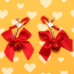 Red Bow Nipple Clamps with Bells