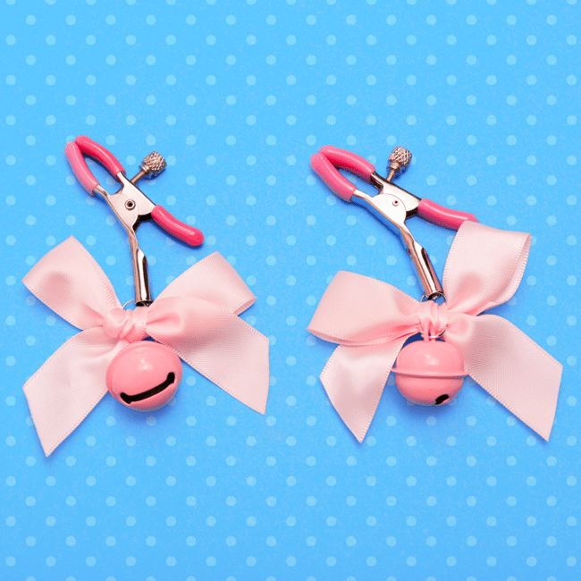 Pink Bow Nipple Clamps with Bells