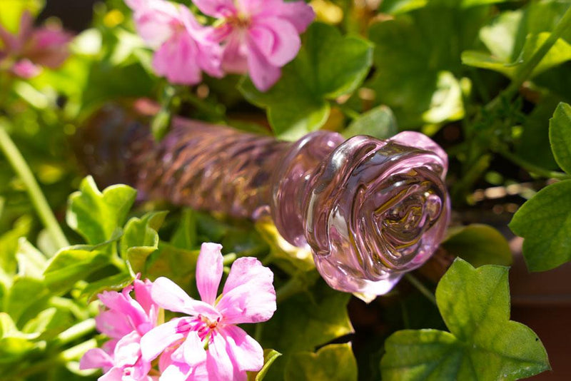 Rose Spiral Glass Dildo