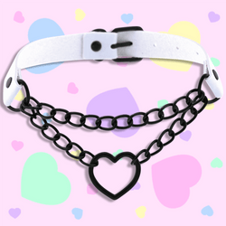Chain Me Up Heart Choker with Black Hardware