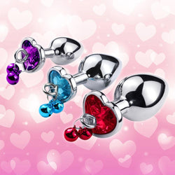 Heart Jewel Butt Plug with Bells