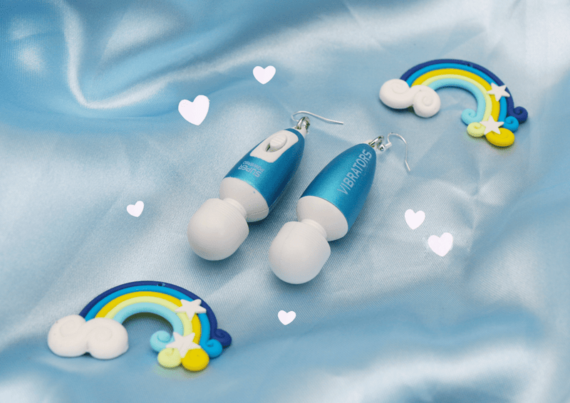 Self Love Vibrator Earrings - Super Powered Blue