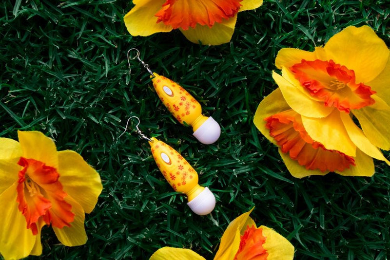 Self Love Vibrator Earrings - Yellow Floral