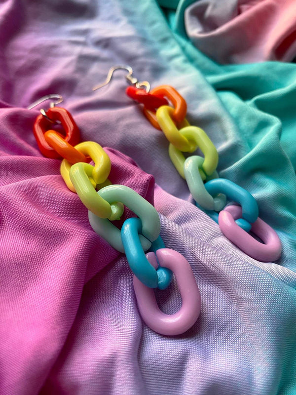 Rainbow Chain Earrings