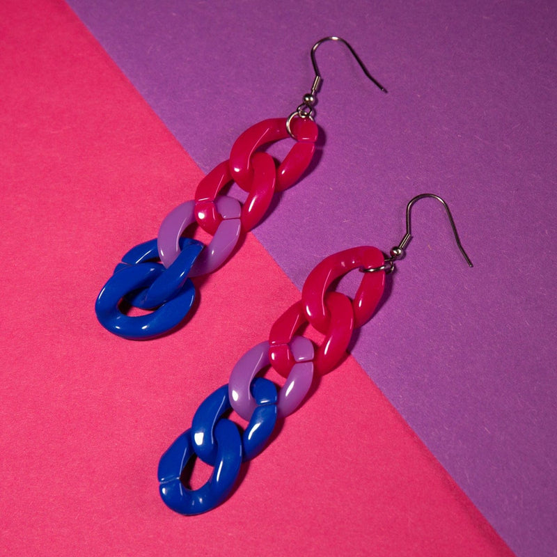 Bi Pride Chain Earrings